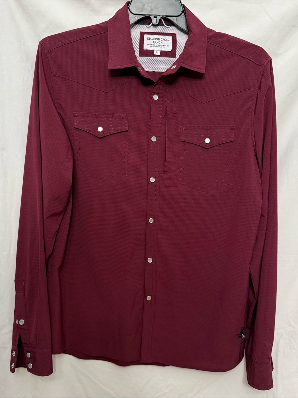 Diamond Cross Ranch Men's Maroon Western Pearl Snap Shirt, L